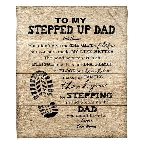 To My Stepped Up Dad Thank You For Stepping In And Becoming The Dad Blanket Step Dad Birthday Gift Home Decor, 30x40in Fleece Blanket