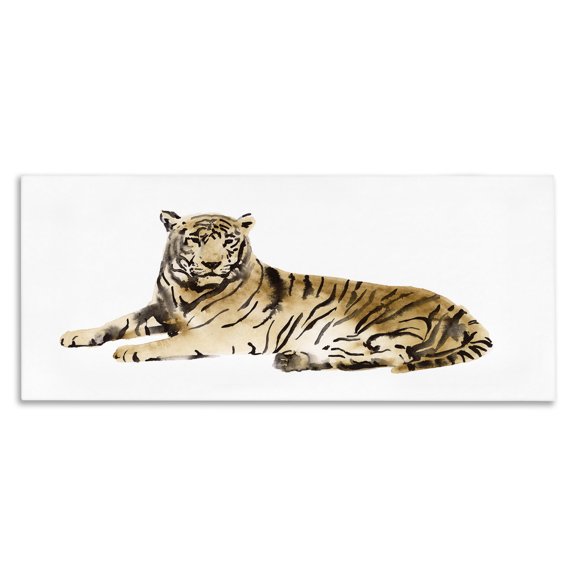 Stupell Industries Contemporary Tiger Resting Orange Canvas Art, 24 x 10, by Victoria Borges