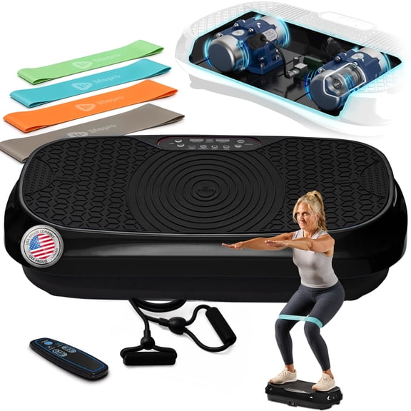Lifepro Waver Mini Vibration Plate Exercise Machine – Whole Body Vibrating Plate Machine for Lymphatic Drainage, Muscle Toning & Recovery with Resistance Bands & Remote