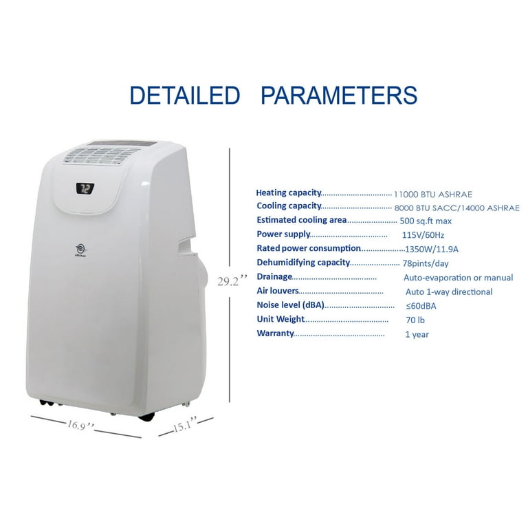 AireMax 8,000 BTU Portable Heat/Cool Air Conditioner - Walmart.com