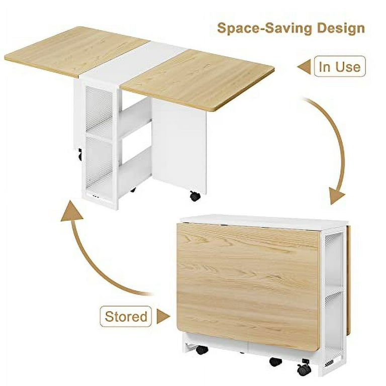Folding Dining Table, Drop Leaf Dining Table for 4, Foldable