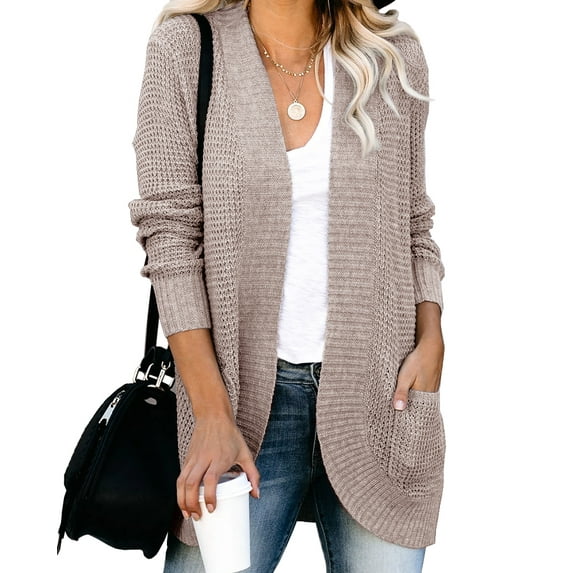 Sherrylily Womens Loose Open Front Cardigan Knit Sweaters Lightweight Coat with Pockets