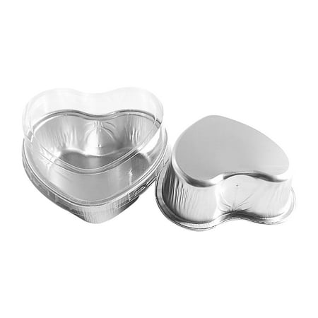 

WANYNG Cake Mould Valentine s Day Couple Diy Baking Cake Heart Shaped Cake Cup (With Lid) Baked Egg T Cake Silver