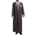 thumbnail image 2 of Aqestyerly Hauts Longs pour Hommes Robe Musulmane Arabe Motif Broderie Manches Longues Col Montant Poche Longue Chemise Mode Décontractée, 2 of 7