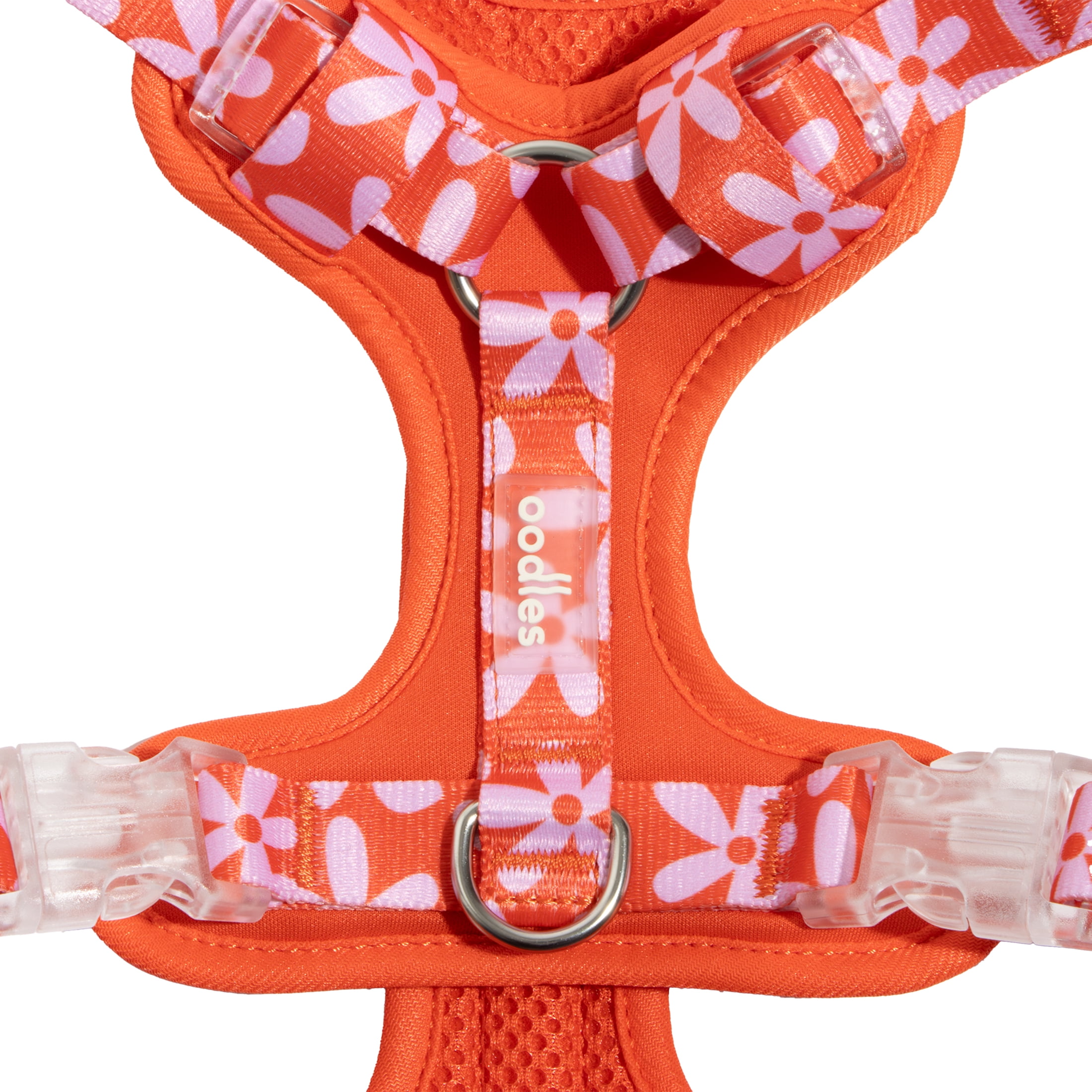 Oodles Wild Blooms Adjustable Mesh Dog Walking Harness, Red, Large