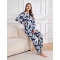 thumbnail image 4 of PatPat Pajamas for Women Set 2 Piece PJ Sets Leaf Prints Long Sleeve Womens Pajamas with Pockets Deep Blue, S, 4 of 13