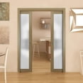 thumbnail image 3 of Sliding Double Pocket Door Frosted Tempered Glass | Planum 2102 Haney Ash | Kit Trims Rail Hardware | Solid Wood Interior Bedroom Bathroom Closet Sturdy Doors -56" x 80" (2* 28x80), 3 of 6
