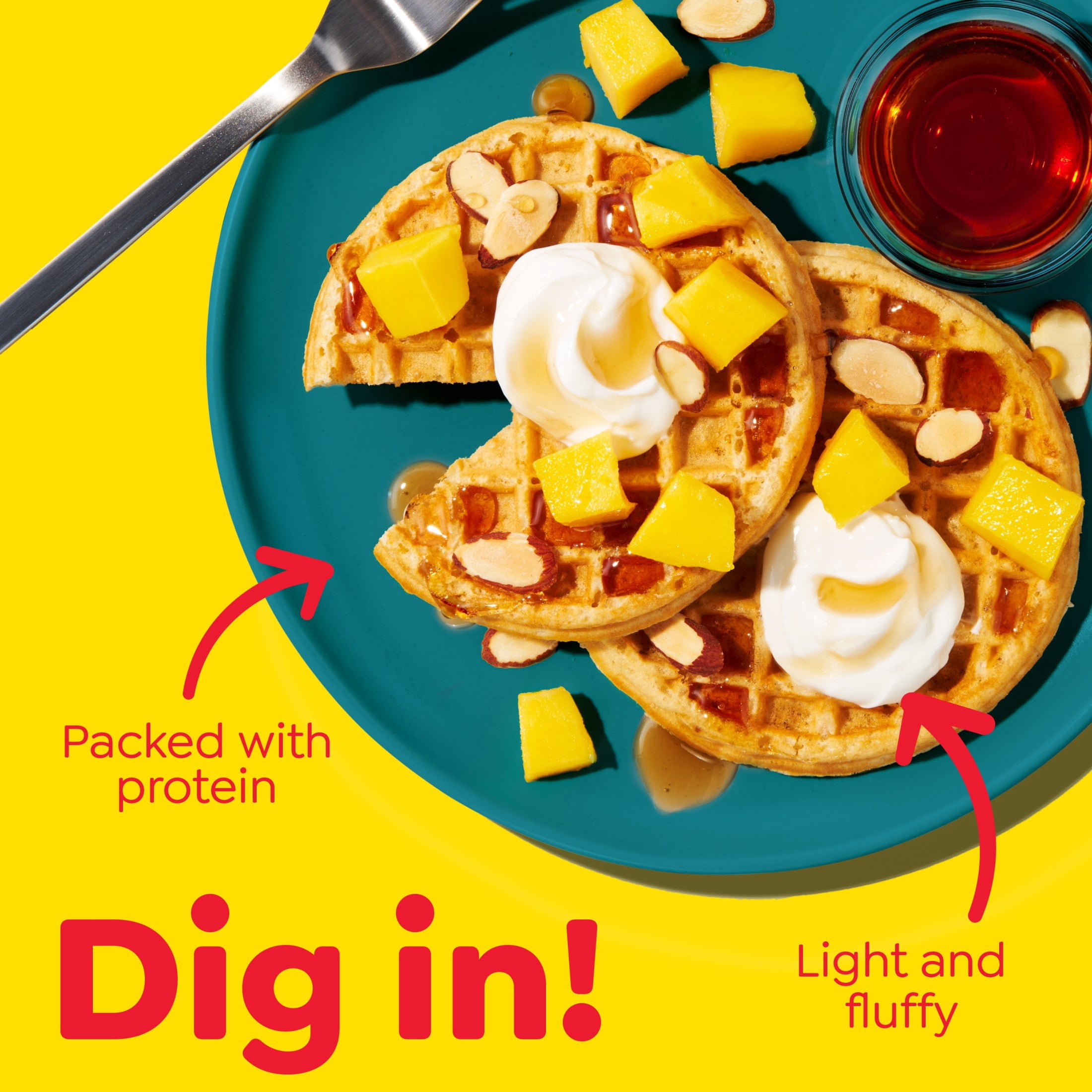 Eggo Protein Buttermilk Vanilla Waffles, Breakfast Food, 12.3 oz, 10 Count (Frozen)