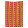 thumbnail image 2 of Ethnic Tablecloth, Summer Inspired Pattern with Geometric and Traditional Ornaments, Rectangle Satin Table Cover Accent for Dining Room and Kitchen, 60" X 84", Hot Pink Yellow, by Ambesonne, 2 of 2