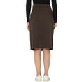 thumbnail image 3 of INSPIRE CHIC Women's Denim Skirt High Waist Raw Hem Knee Length Wrap Jean Skirts Dark Brown XS, 3 of 6