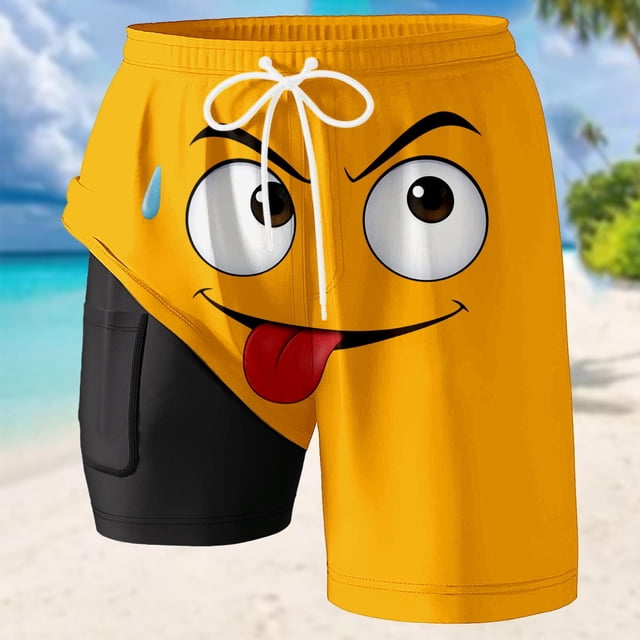 Men's Beachwear Board Shorts for Summer Leisure with Print Design Layer Quick-Dry Surf Swim Trunks