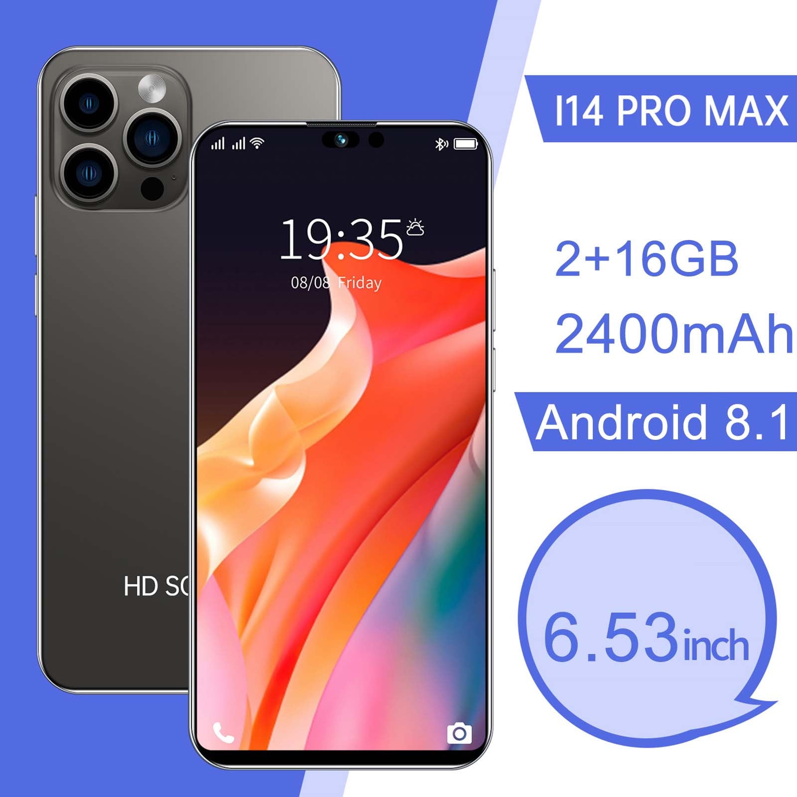 Kkcxfjx I14promax 3g Android 8 1 Smartphone 6 5 Inch Hd Dual Standby Card Slot 2 16gb Memory 2400mah Battery Walmart Com