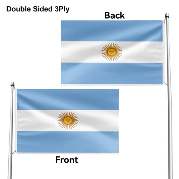 Livetty Double Sided 3 layers Flags 2x3 Ft Argentina Flags Banner for Yard Decoration Garden Display For World Soccer Play