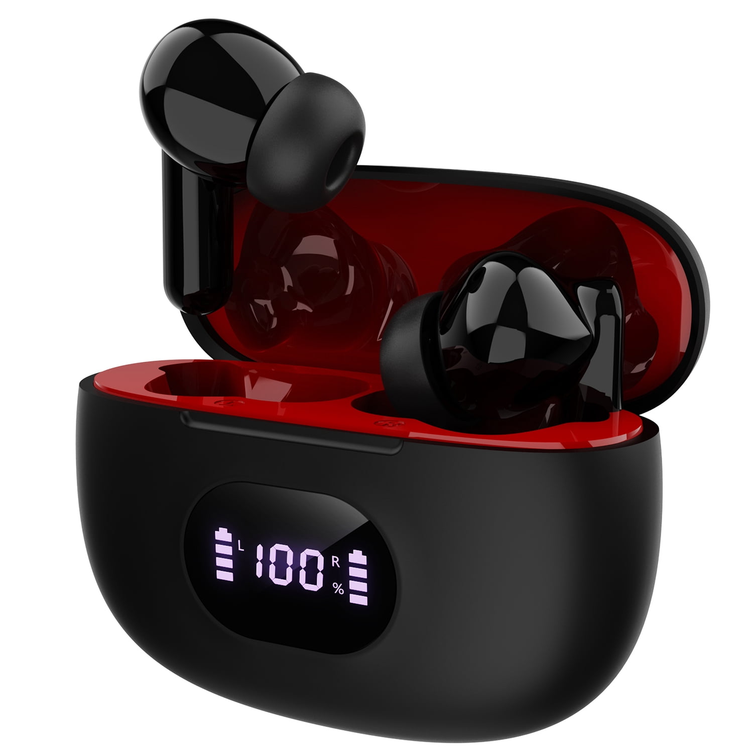 IQ Sound Bluetooth Earphones with Microphones, True Wireless with LED-Power-Display Charging Case, Black, IQ-243TWS, IQ-243TWS