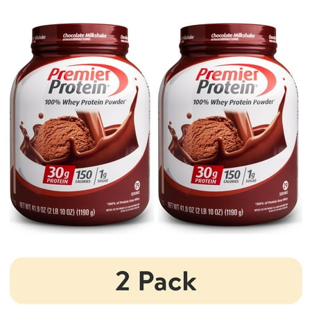(2 pack) Premier Protein 100% Whey Protein Powder, Chocolate Milkshake, 30g Protein, 29 Servings
