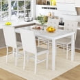 thumbnail image 4 of MOOSENG 5-Piece Faux Marble Dining Table Set, Modern Kitchen Table and Set of 4 Black PU Leather Chairs, Space-Saving Dinette Set for Small Spaces, 4 of 8