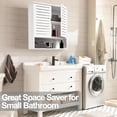 thumbnail image 3 of Bathroom Wall Cabinet, Bamboo Medicine Cabinet Wall Mounted, Over The Toilet Hanging Cabinet with 2 Doors & 3 Tier Shelves - White, 3 of 15