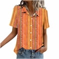thumbnail image 7 of Karight Womens Leaf Print Short Sleeve Button Down Shirt - Collared Casual Blouse with Lightweight Fabric for Summer Daily Wear & Vacation Outfits, 7 of 7