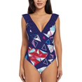 thumbnail image 5 of Seamless Geometric Pattern Of Triangles One Shoulder Ruffle Swimsuit Women Swimwear Sexy Beach Wear Summer Bathing Suits, 5 of 5