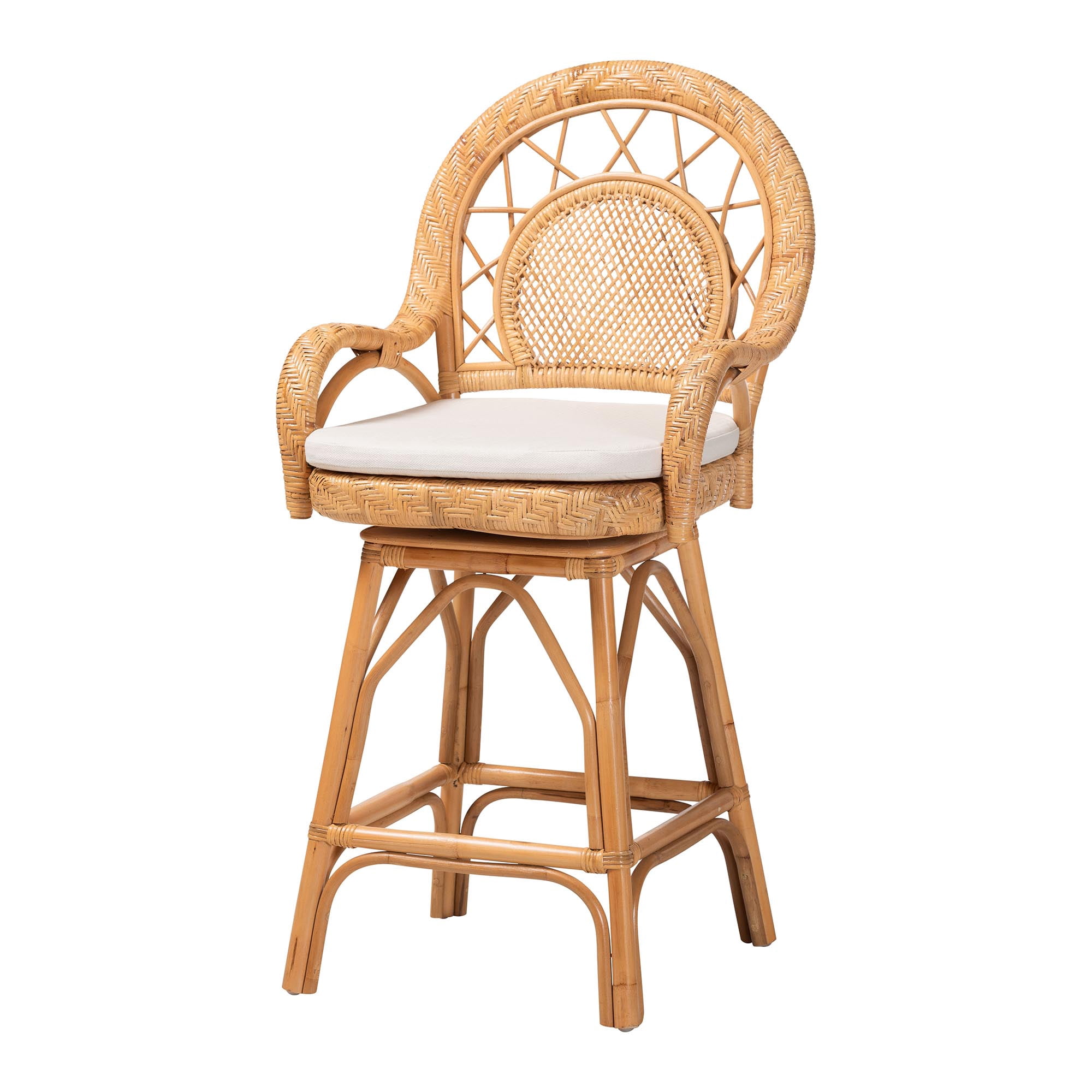 bali & pari Adam Boho Counter Stool, Counter Height, Light Honey