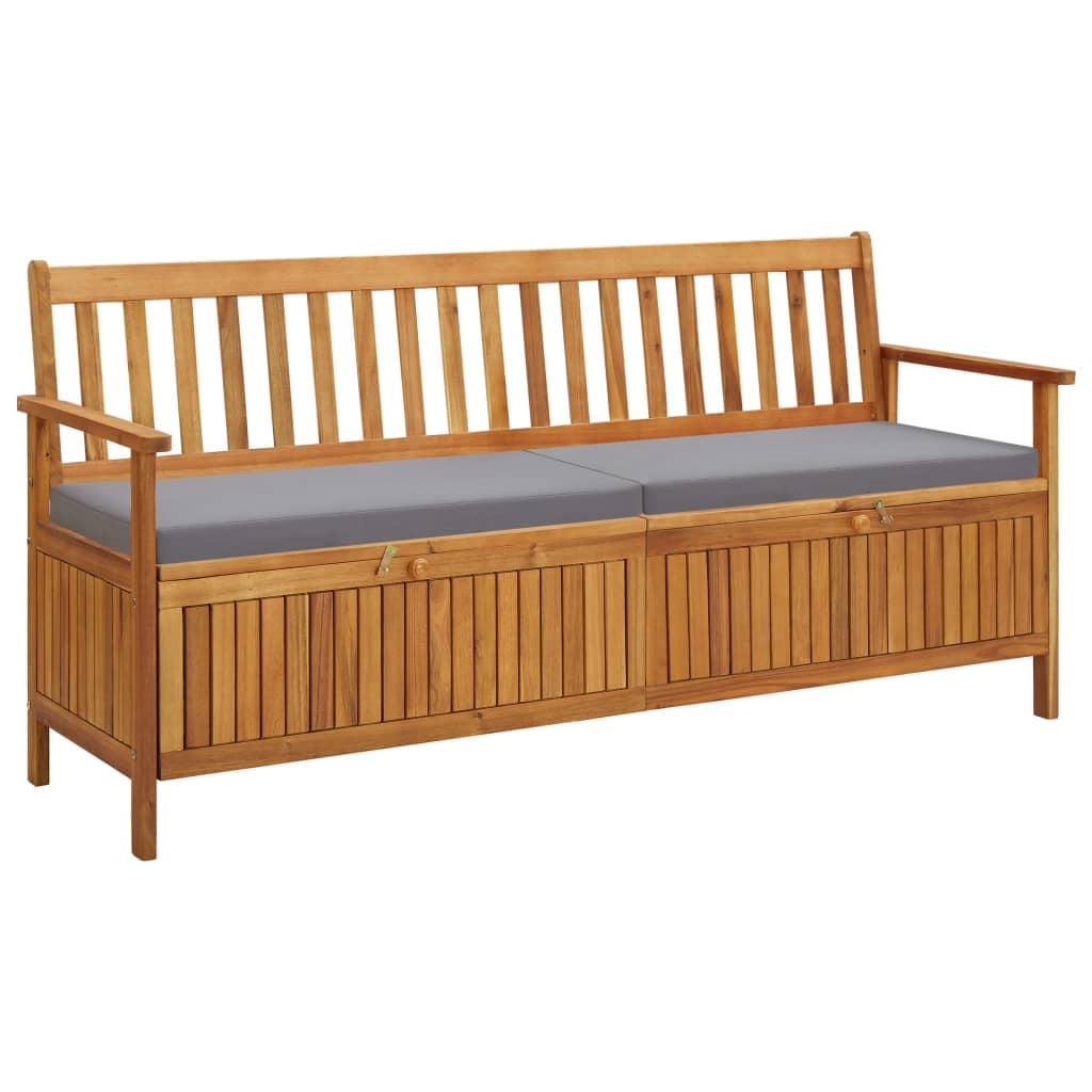 Fyydes Patio Storage Bench with Cushion 66.9" Solid Acacia Wood,Outdoor