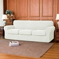 thumbnail image 3 of Subrtex 4-Piece Stretch Textured Grid Sofa Cover Slipcover,Separate Cushion Cover(White, Sofa), 3 of 8