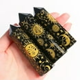thumbnail image 6 of GKNET 1PC Nature Sun Moon Patterned Obsidian Crystal Healing Gemstone Obelisk Point-Gold-9-10cm, 6 of 9