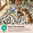 thumbnail image 4 of Design&I 8'x10' Washable Area Rug Cream Ornate Beige Motifs Subtle Weathered Finish Rectangular for Living Room, Family Extra Large Skid-Resistant Low Profile, 4 of 7