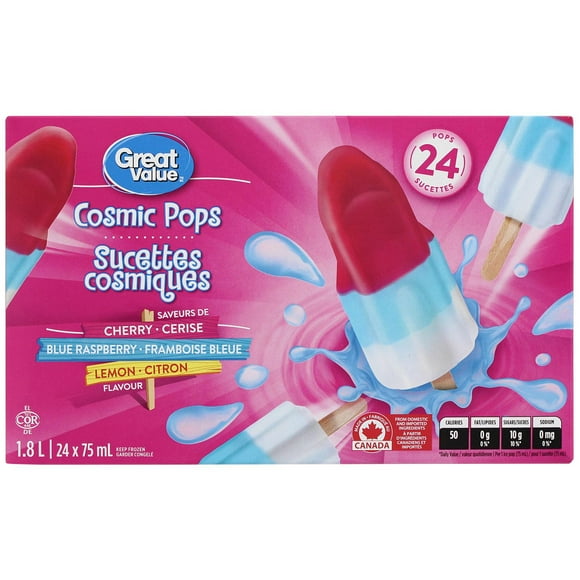 Great Value Cosmic Ice Pops, 24 x 75 mL (1.8 L)