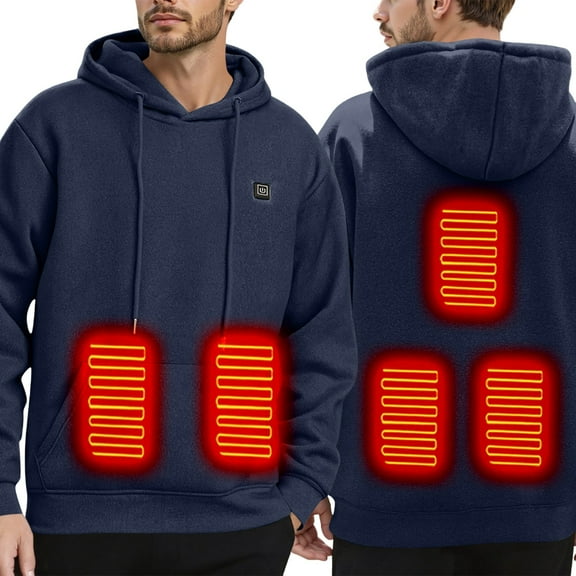 XIAONU Men's Rechargeable Heated Hoodie USB Powered Adjustable Temperature Winter Warmth Pullover Outdoor Daily Wear