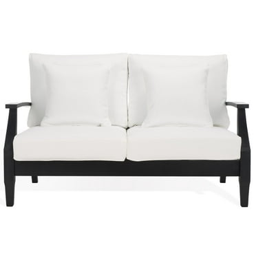 Safavieh Martinique Wood Patio Loveseat  in Black / White