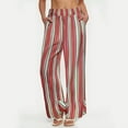 thumbnail image 4 of biudgviw Wide Leg Pants for Women Elastic Waist Striped Palazzo Pants Lightweight Casual Loose Beach Travel Pants with Pockets, 4 of 5