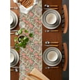 thumbnail image 2 of ERUNPONLY Pink Flowers Table Runner - 72 Inch Long Romantic Botanical Floral Leaves Plants Cotton and Linen Blended Dress Scarves Farmhouse Table Runner for Kitchen Dining, Coffee Table, 18"x72", 2 of 8