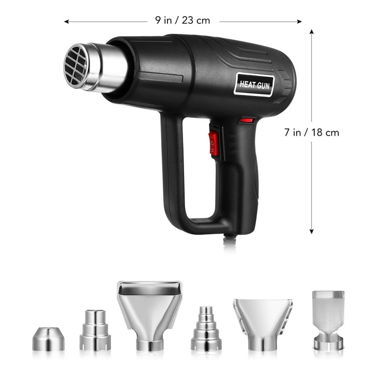 Team Z 1800W Heat Gun Kit-Fixed Dual Temp 752°F&1112°F Hot Air Gun, Hands-Free Operation Heating Gun for Vinyl Wrap, 4 Nozzles Included, Great for