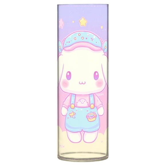 Haosy Plastic Flower Vase 11.8 inch Tall Clear Cylindrical Vases for Centerpieces Home Wedding Decor Cinnamoroll Wearing Overalls