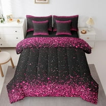Erosebridal Sparkle Glitter Bedding Sets King Size,Sparkling Sequin Print Bed in a Bag King size,Super Cozy Reversible Bedding King Size,Teenager Bedroom Decor,7 Pieces