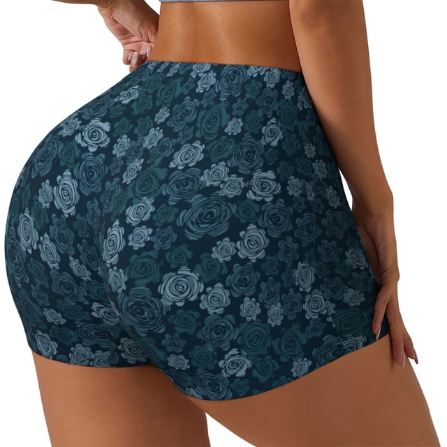 Fotbe Rose Flowers Shorts Sin Costuras – Shorts Deportivos de Cintura Alta para Mujer, Elásticos para Gimnasio, Yoga, Running o Ciclismo-Medium