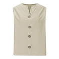 thumbnail image 3 of Summer Tank Tops For Women Front Button Henley Neck Tee Sleeveless Shirts Plain Basic Tee Shirts Loose Fitted Camisole Baggy Boho Dressy Shirts Holiday Beach Party Vest Shirts, 3 of 4