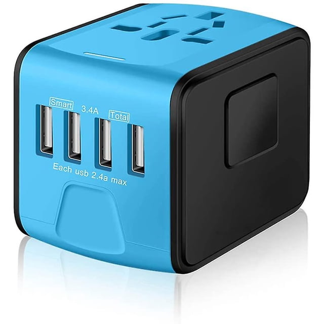 Adaptador de corriente universal para viajes internacionales con alta velocidad inteligente (borde azul y negro) WD.WDQZL Hogar