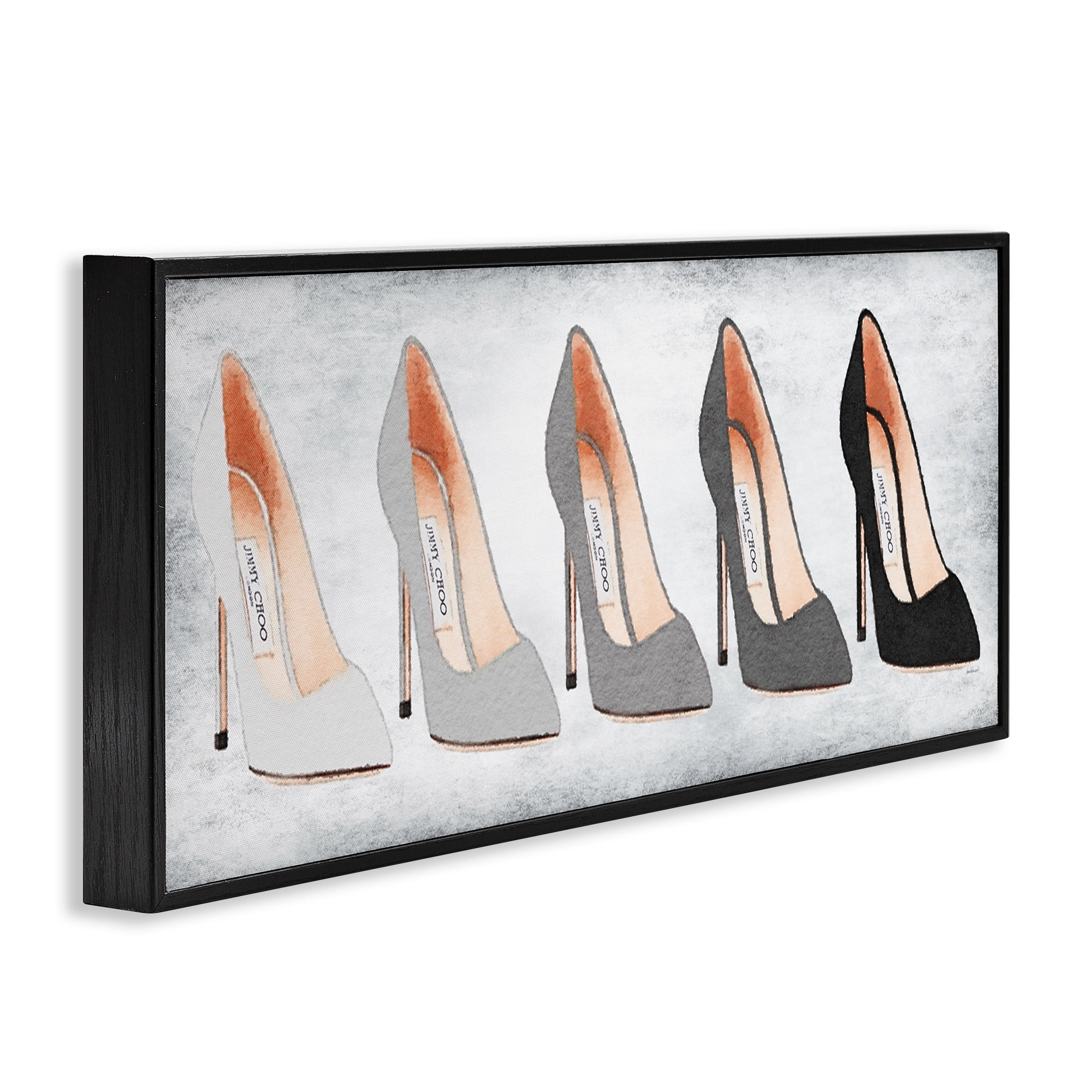 Stupell Industries Glam High Heels Grey Shades Beauty & Fashion Painting Black Framed Art Print Wall Art, 30 x 13