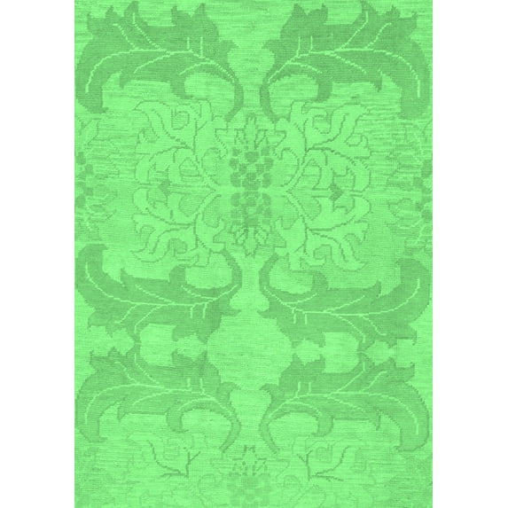 Ahgly Company Indoor Rectangle Abstract Emerald Green Modern Area Rugs, 7' x 9'
