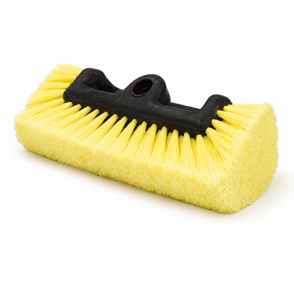 10-Inch Quad-Sided Car Wash Brush Head with Super Soft Bristles for Auto, RV, Truck Exterior Cleaning - Heavy Duty Durable Yellow Broom Handle Compatible