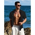 thumbnail image 2 of Camisa MAPICK casual de lino de manga corta con botones para hombre, 2 of 6