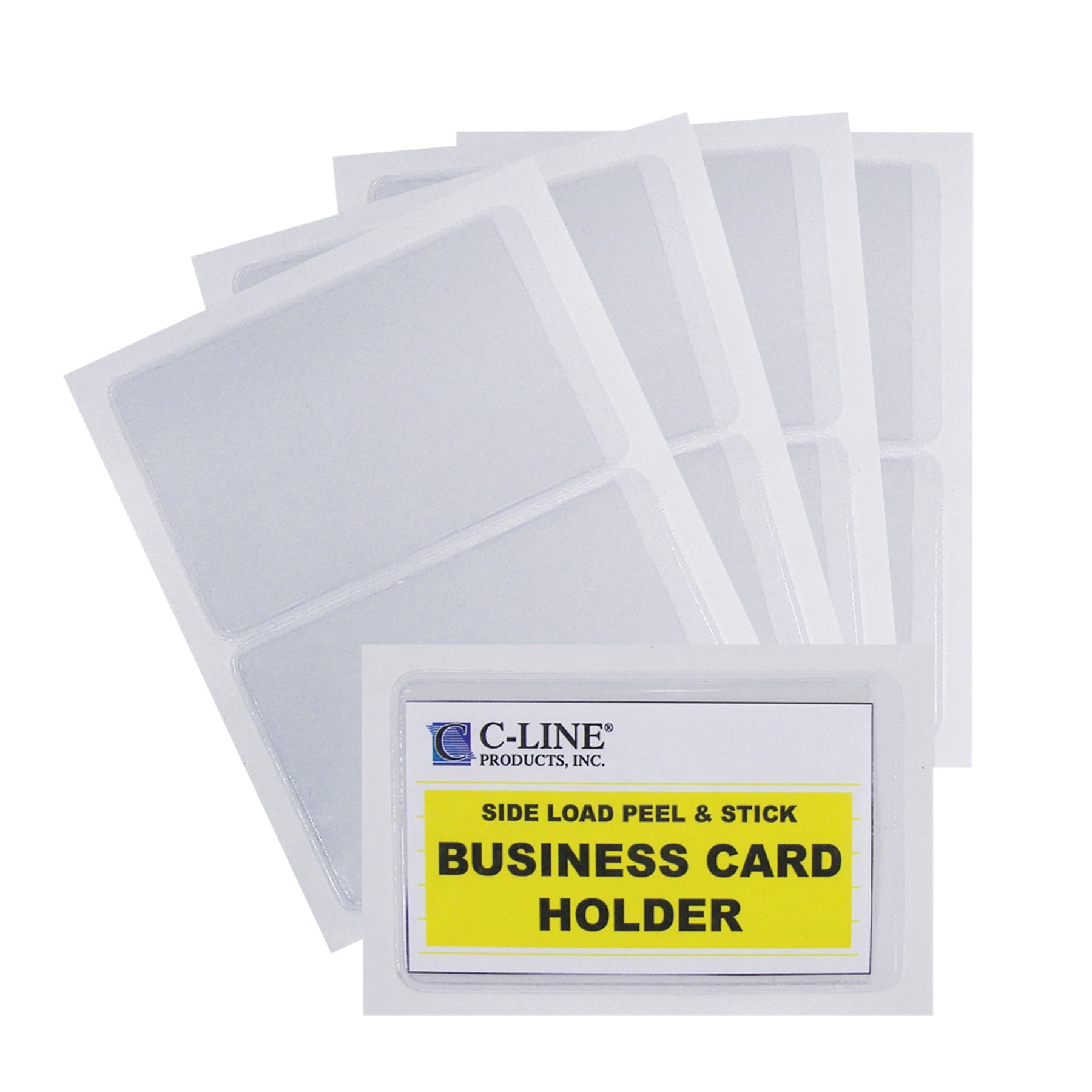 C-Line Self-Adhesive Business Card Holder, Side Load, 2" x 3-1/2", 10 Per Pack, 5 Packs