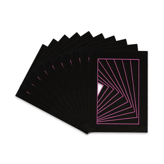 Black Acid Free 16x20 Picture Frame Mat with Pink Core Bevel Cut for 11x14 Pictures - Fits 16x20 Frame - Pack of 10