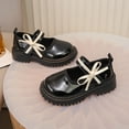 thumbnail image 5 of JAJAHO Girls Dress Shoes Bow Pu Leather School Uniform Shoes Lug Sole Hook And Loop Wedding Party Footwear For Toddlers Kids 18M-8Y, 5 of 6