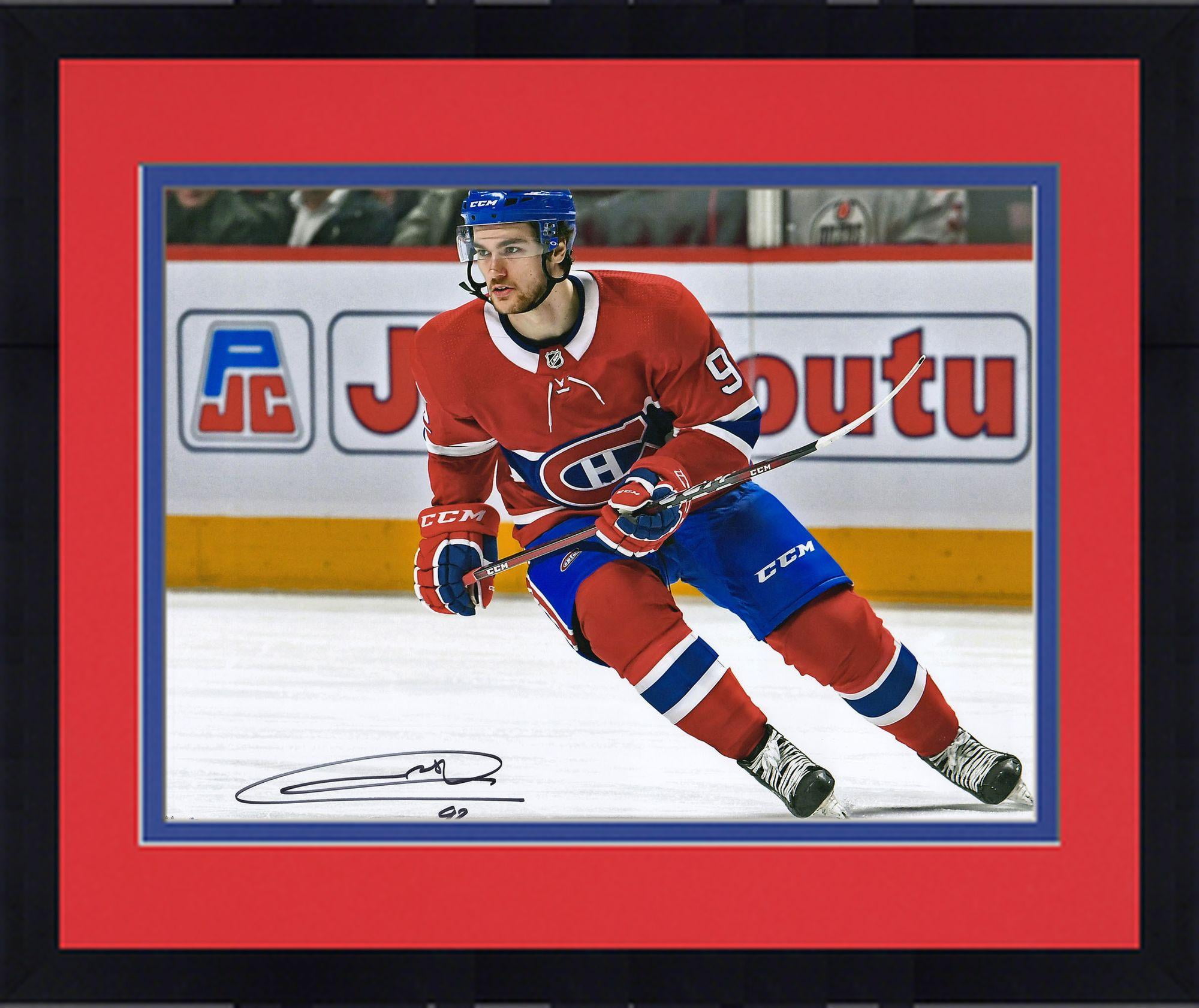 Framed Jonathan Drouin Montreal Canadiens Autographed 16" x 20" Red Jersey Skating Photograph Fanatics... by Fanatics Authentic