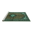 thumbnail image 2 of Ahgly Company Machine Washable Indoor Square Persian Turquoise Blue Traditional Area Rugs, 7' Square, 2 of 4