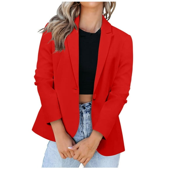 jovati Womens Work Clothes Business Casual Womens Casual Blazer Jackets Suit Long Sleeve Open Front with Button Pockets for Business Office Long Blazer Jackets for Women