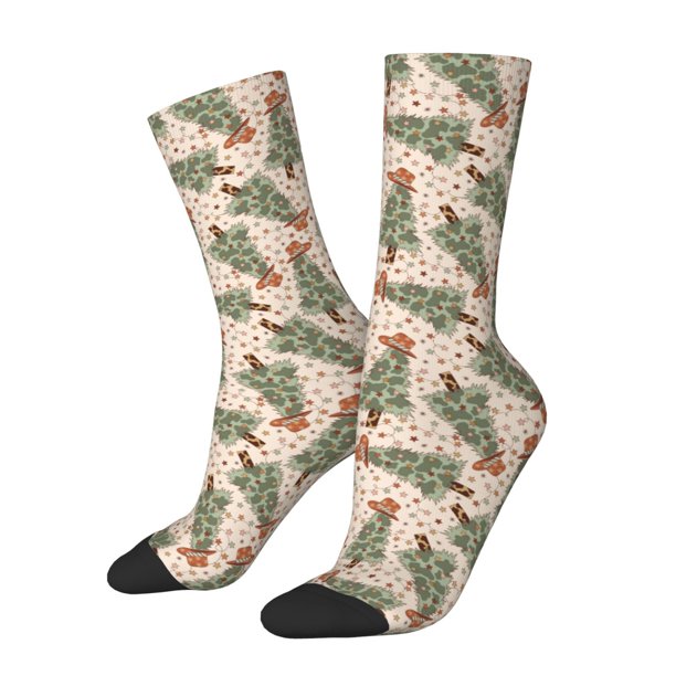 Balery Cowboy Christmas Trees Calcetas Largas con Estampado para Hombre y Mujer – Suaves y Transpirables, Talla Única (US 5-11)
